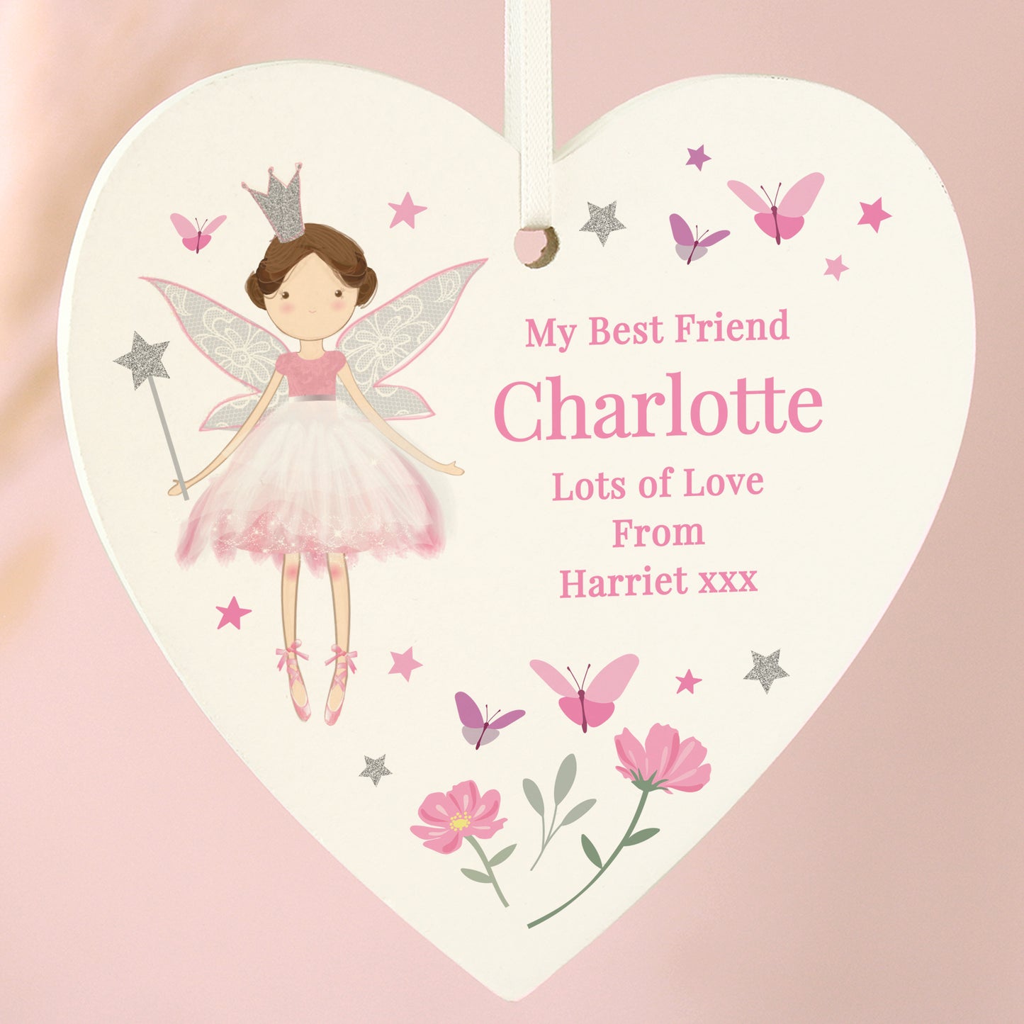 Personalised Fairy Princess Hanging Heart Ornament - image 3