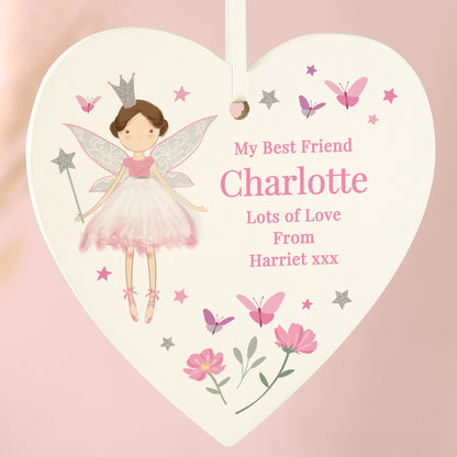 Personalised Fairy Princess Hanging Heart Ornament - image 3