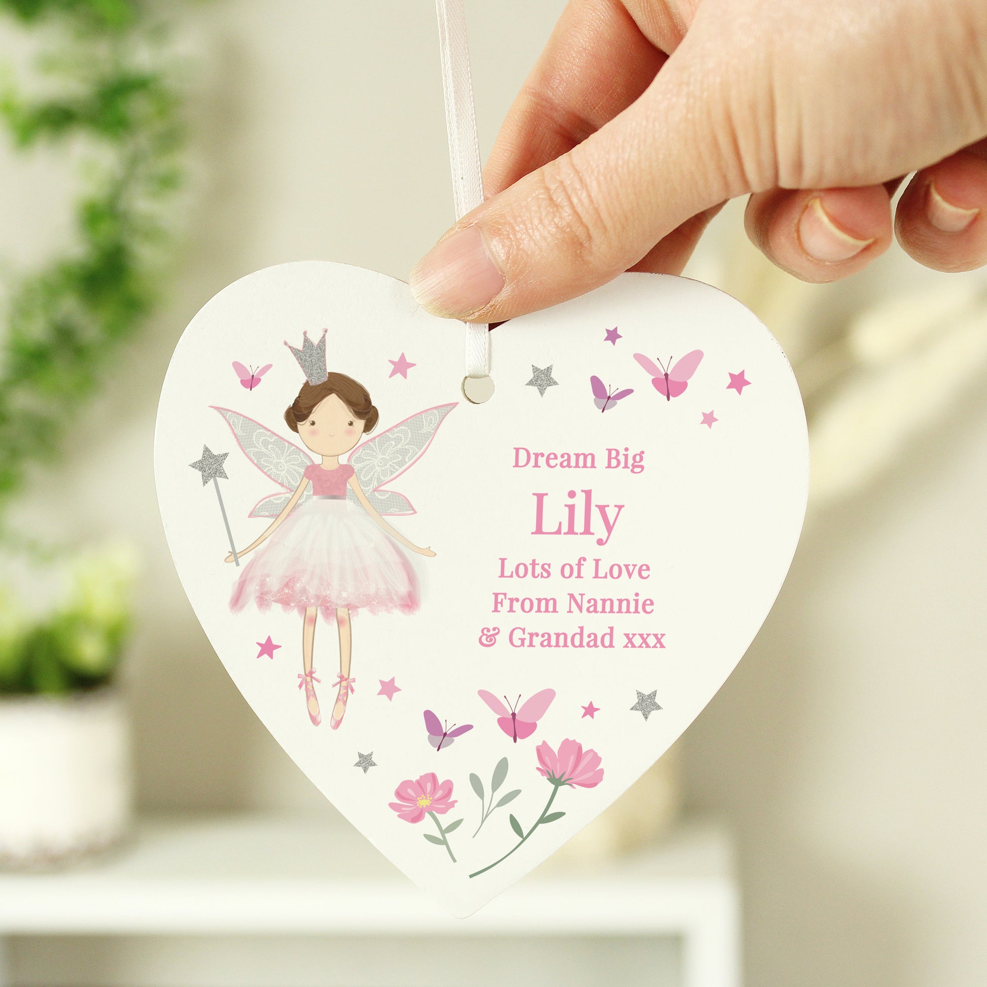 Personalised Fairy Princess Hanging Heart Ornament - image 4