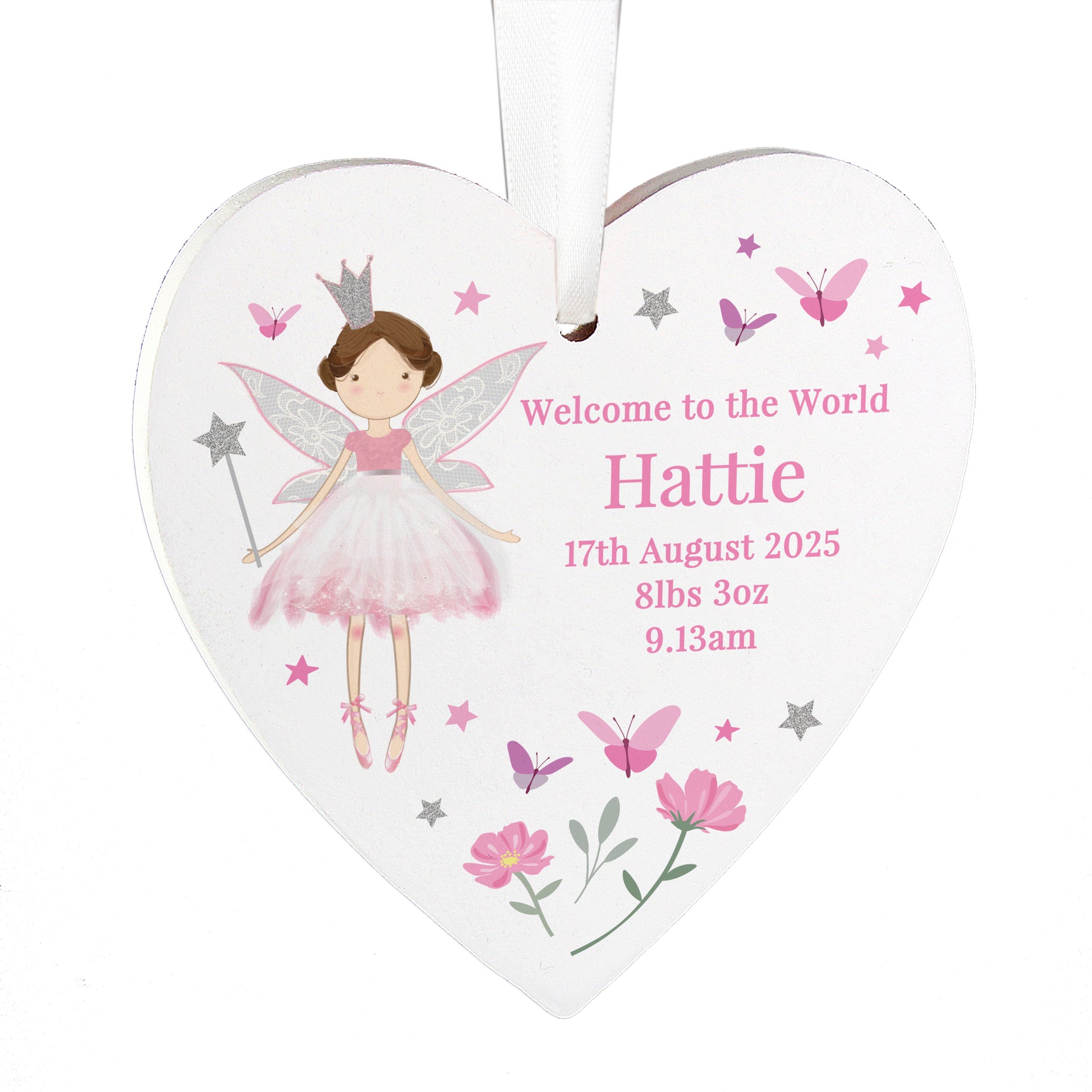 Personalised Fairy Princess Hanging Heart Ornament - image 5