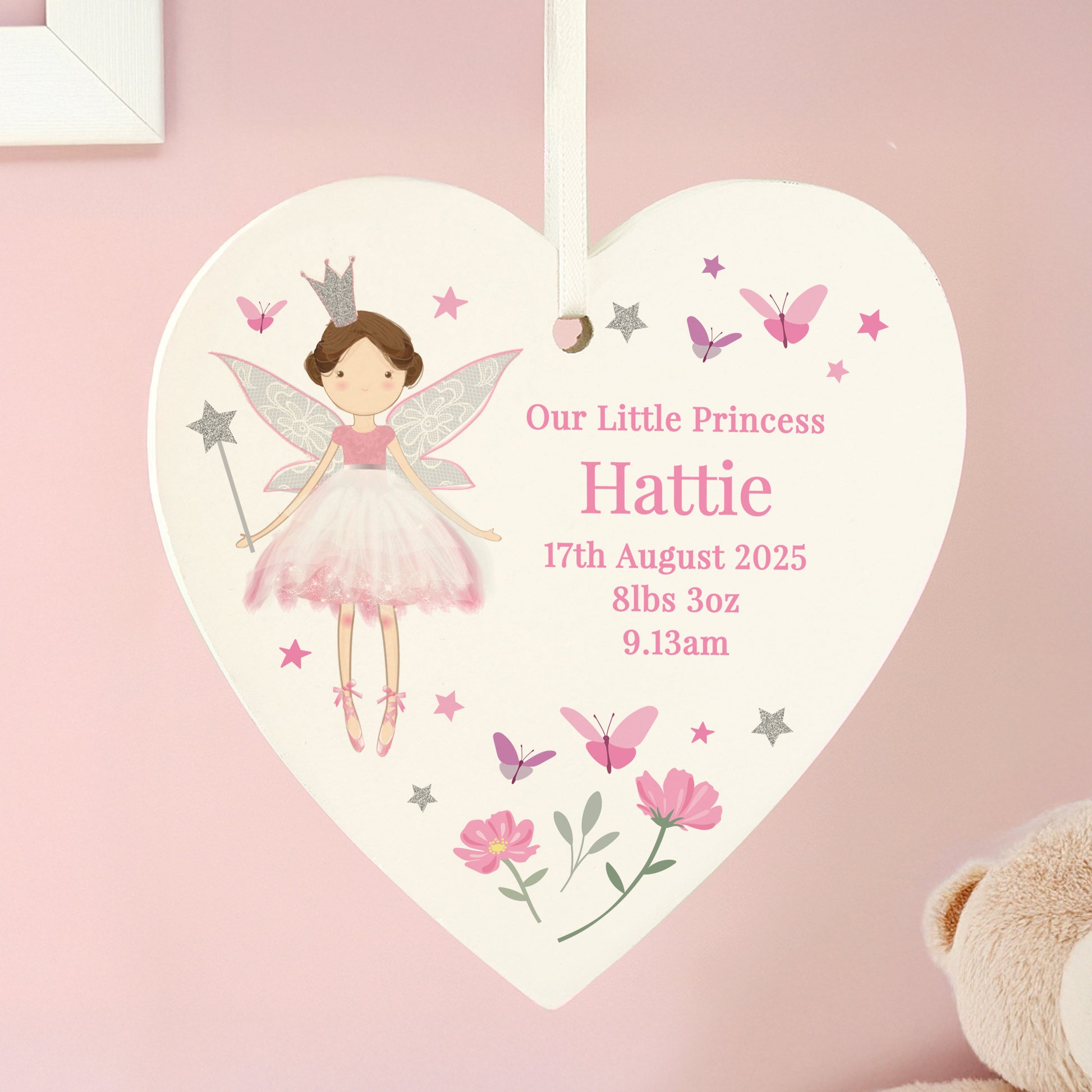 Personalised Fairy Princess Hanging Heart Ornament from Heartfelt Gifts
