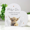 Personalised Highland Cow Wooden Heart Ornament – Rustic Home Gift