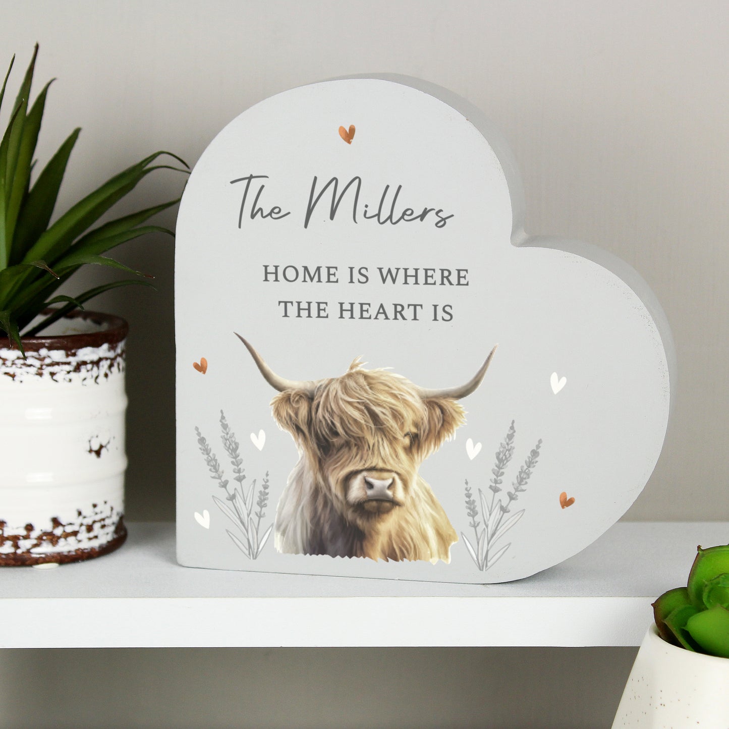 Personalised Highland Cow Wooden Heart Ornament – Rustic Home Gift - image 2