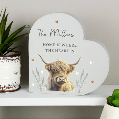 Personalised Highland Cow Wooden Heart Ornament – Rustic Home Gift - image 2