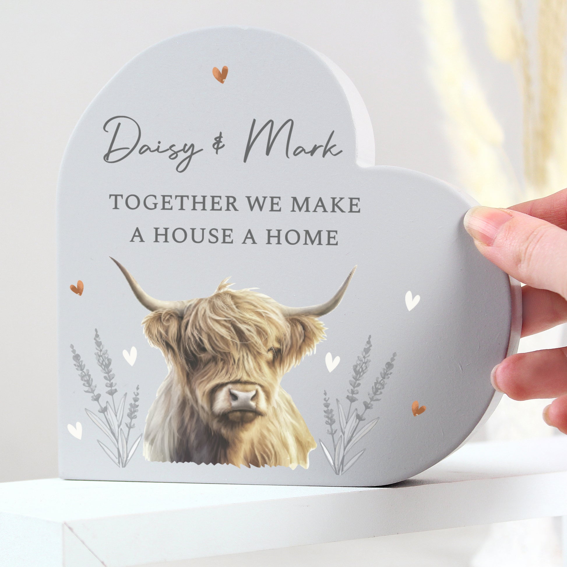 Personalised Highland Cow Wooden Heart Ornament – Rustic Home Gift - image 3