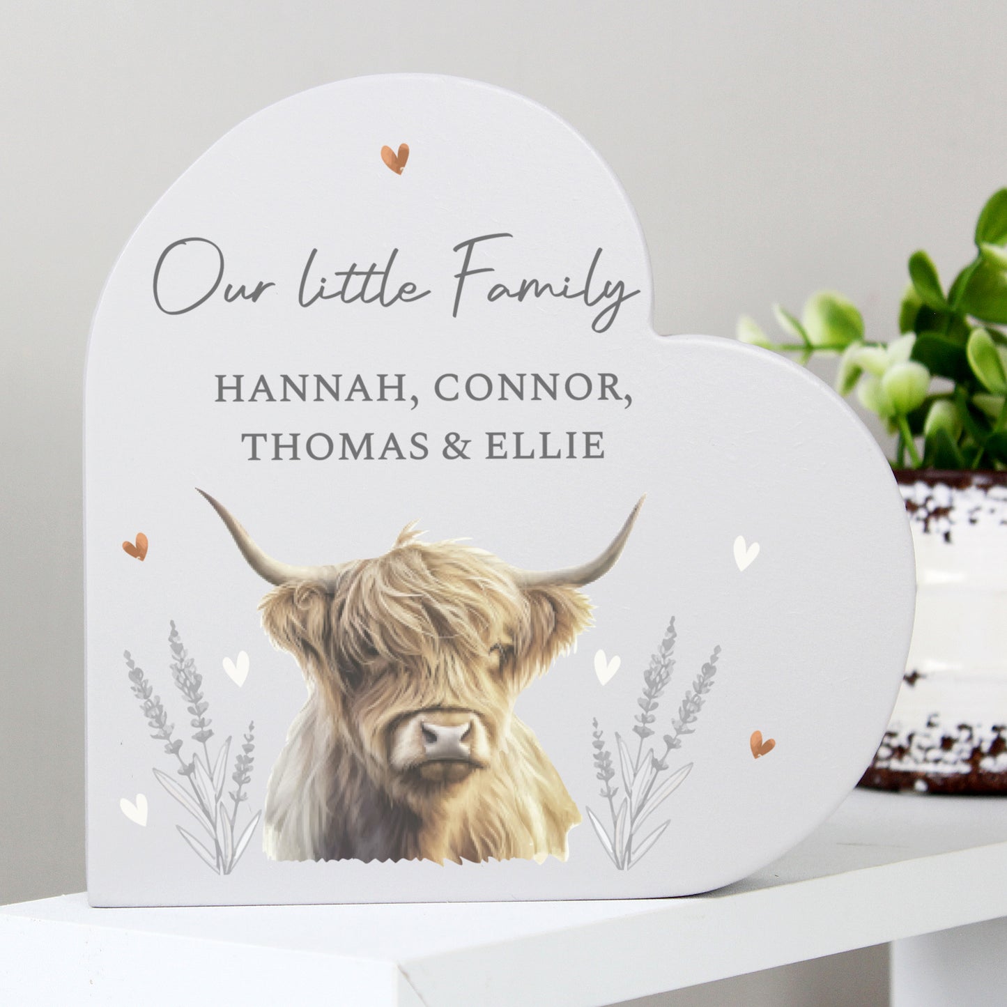 Personalised Highland Cow Wooden Heart Ornament – Rustic Home Gift - image 4