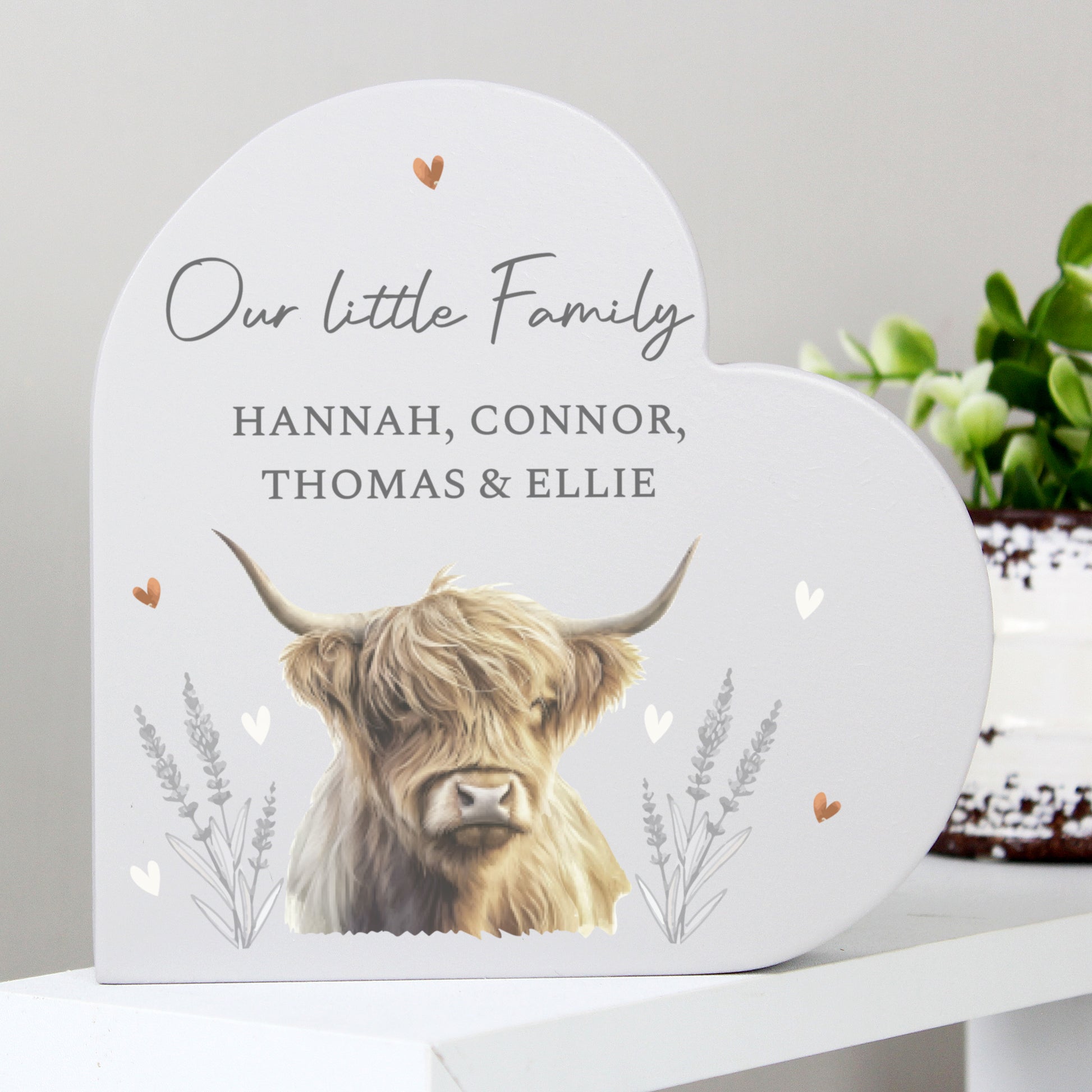 Personalised Highland Cow Wooden Heart Ornament – Rustic Home Gift - image 4