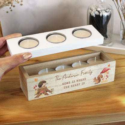 Personalised Autumn Triple Tea Light Box – Cosy Woodland Home Gift - image 2