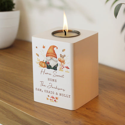 Personalised Autumn Gonk Wooden Tealight Holder – Cosy Home Seasonal Gift - image 3