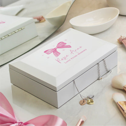 Personalised Bow Wooden Jewellery Box – Birthday Valentine's Gift for Her - image 3