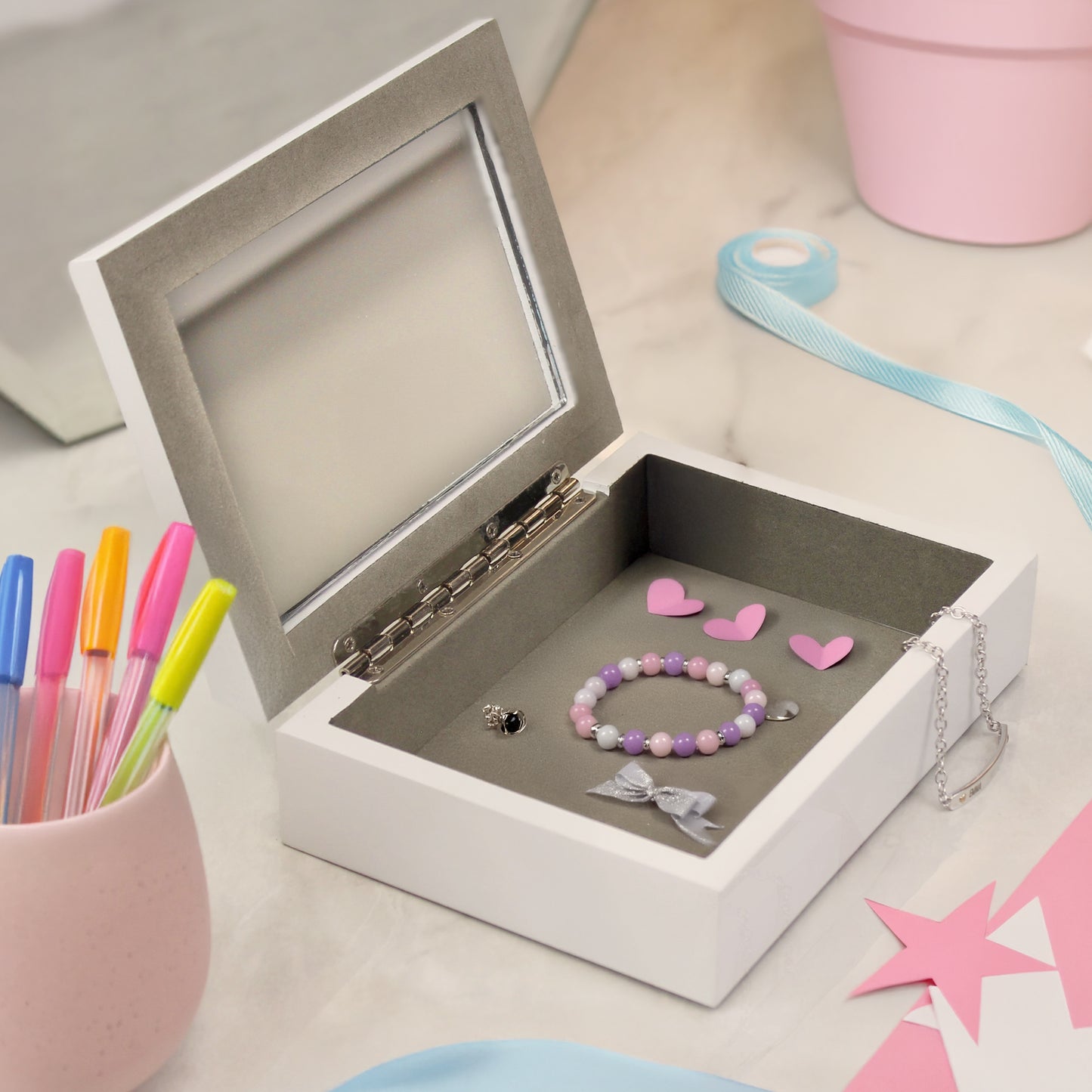 Personalised Bow Wooden Jewellery Box – Birthday Valentine's Gift for Her - image 4