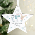 Personalised Polar Bear Christmas Wooden Star Ornament