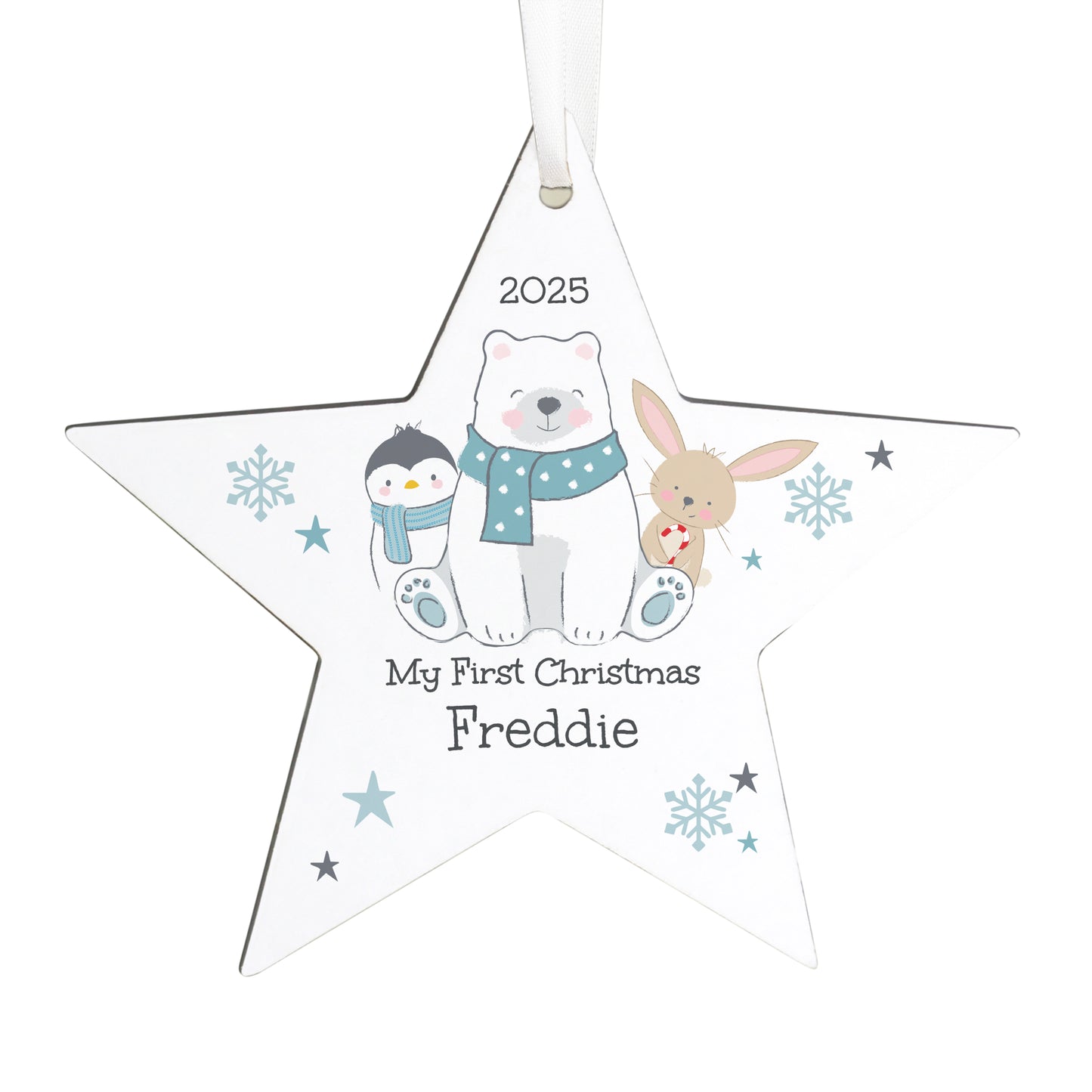 Personalised Polar Bear Christmas Wooden Star Ornament – Children's Gift - image 4