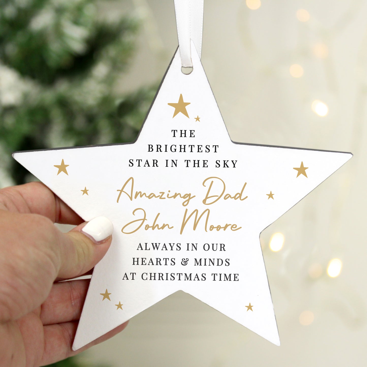 Personalised Christmas Memorial Star Ornament – Bereavement Memorial Gift - image 3