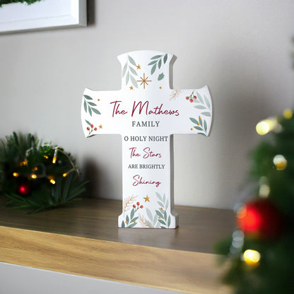 Personalised Christmas Wooden Cross Ornament – Christmas Keepsake Gift - image 3