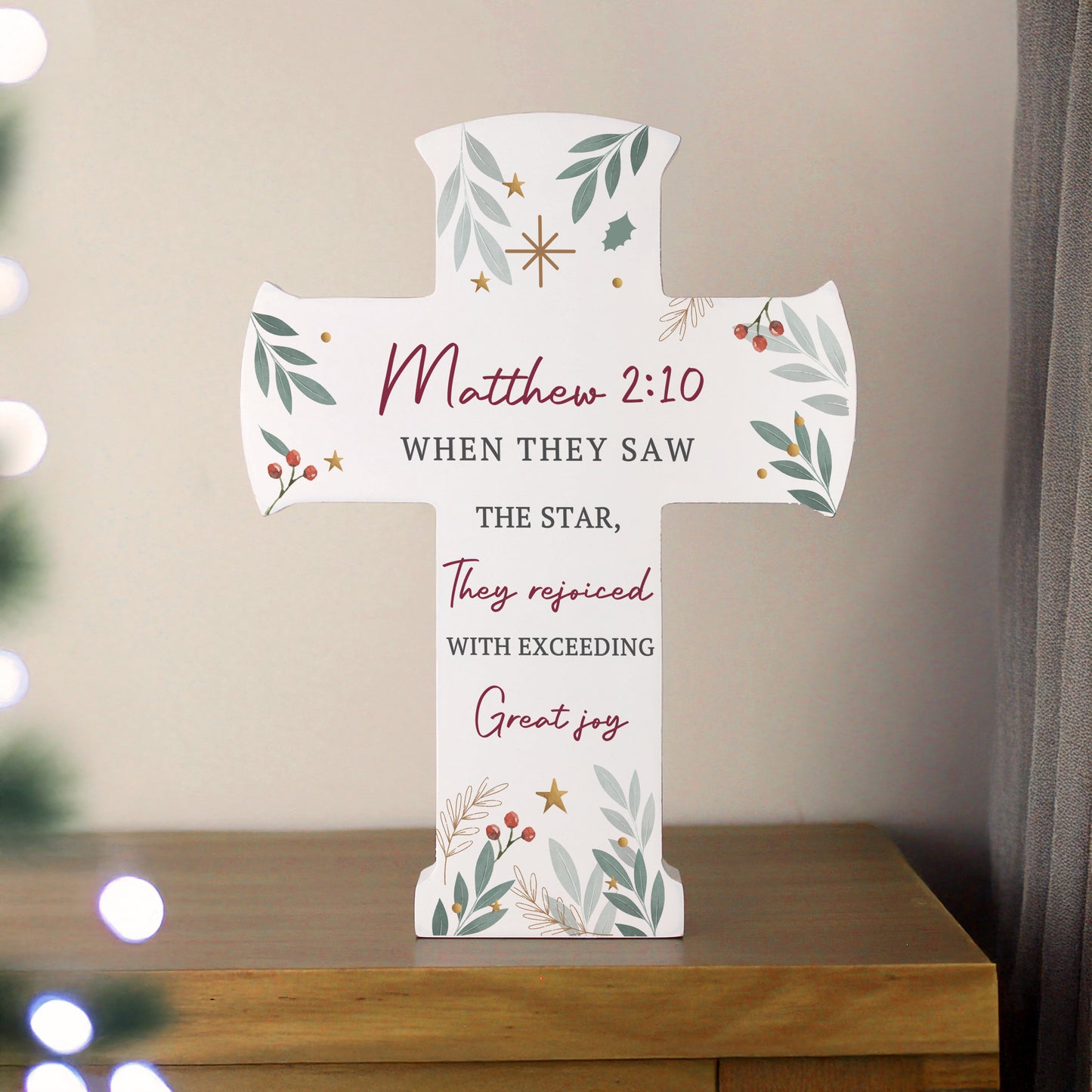 Personalised Christmas Wooden Cross Ornament – Christmas Keepsake Gift - image 4