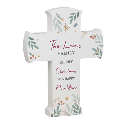 Personalised Christmas Wooden Cross Ornament – Christmas Keepsake Gift - image 5