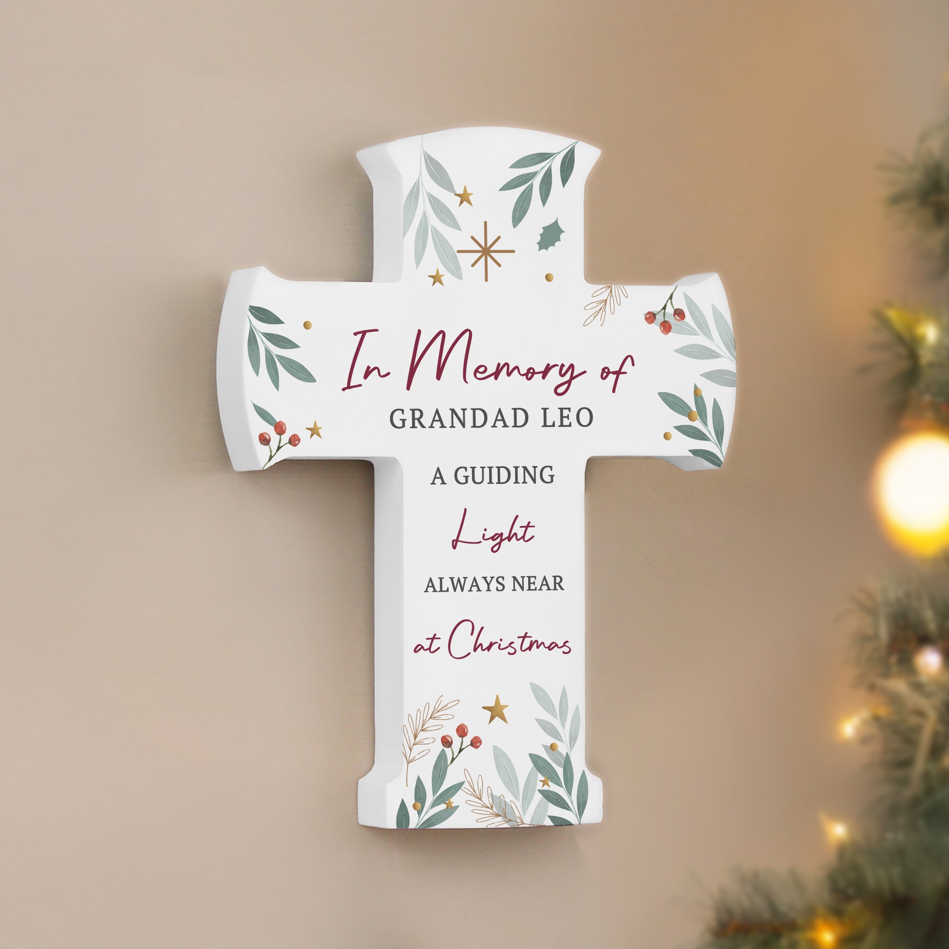 Personalised Christmas Wooden Cross Ornament – Christmas Keepsake Gift - image 6
