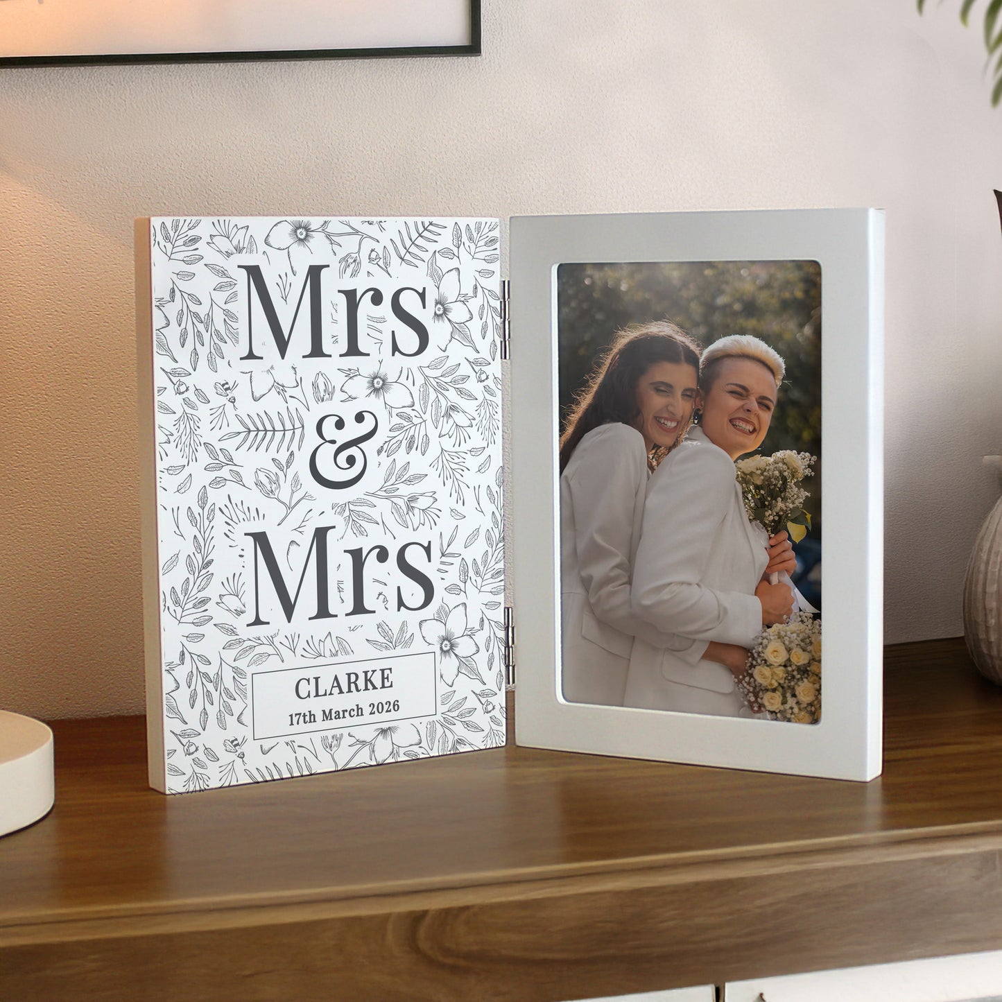 Personalised Wedding Wooden Hinged 6x4 Photo Frame – Wedding Anniversary Gift - image 2
