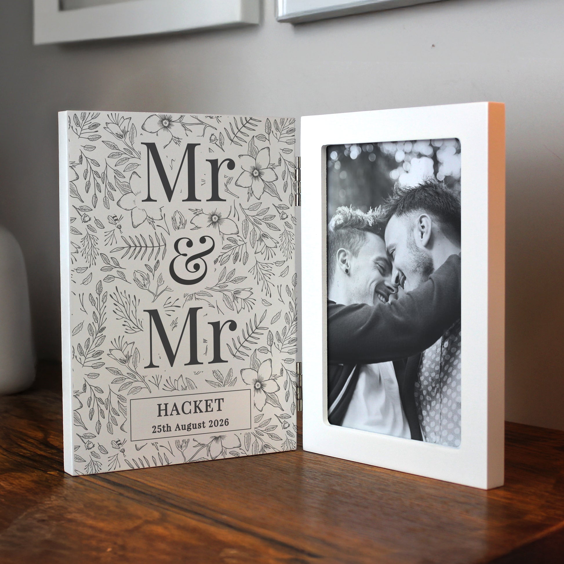 Personalised Wedding Wooden Hinged 6x4 Photo Frame – Wedding Anniversary Gift - image 3