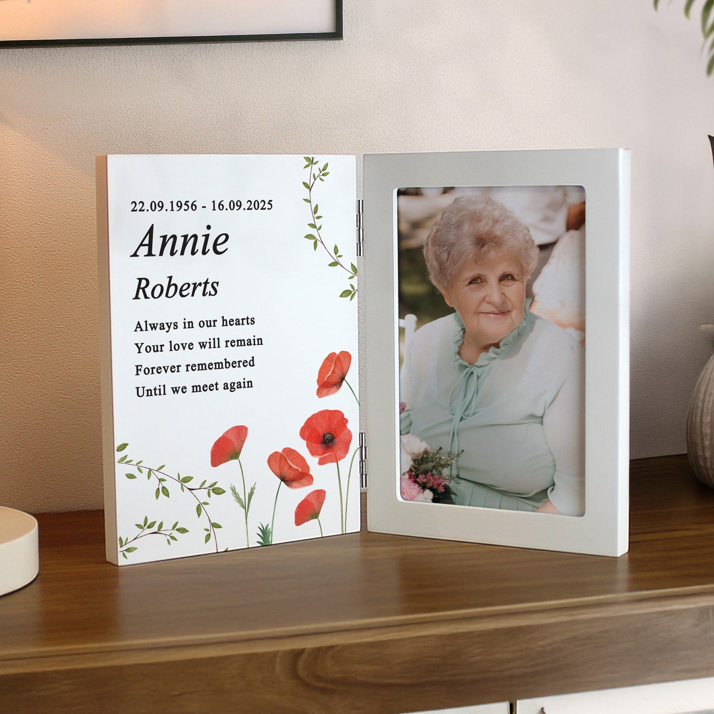 Personalised Memorial Wooden Hinged 6x4 Photo Frame – Bereavement Gift - image 2