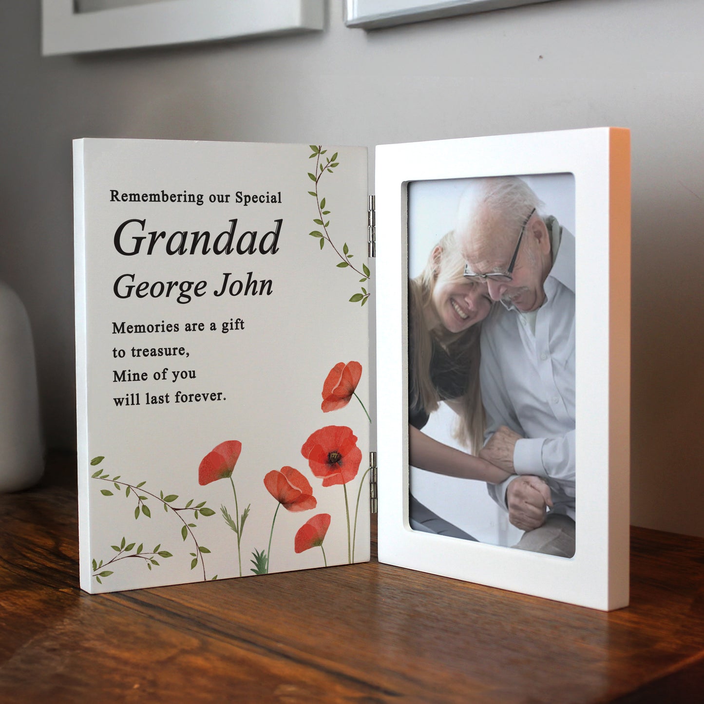 Personalised Memorial Wooden Hinged 6x4 Photo Frame – Bereavement Gift - image 3