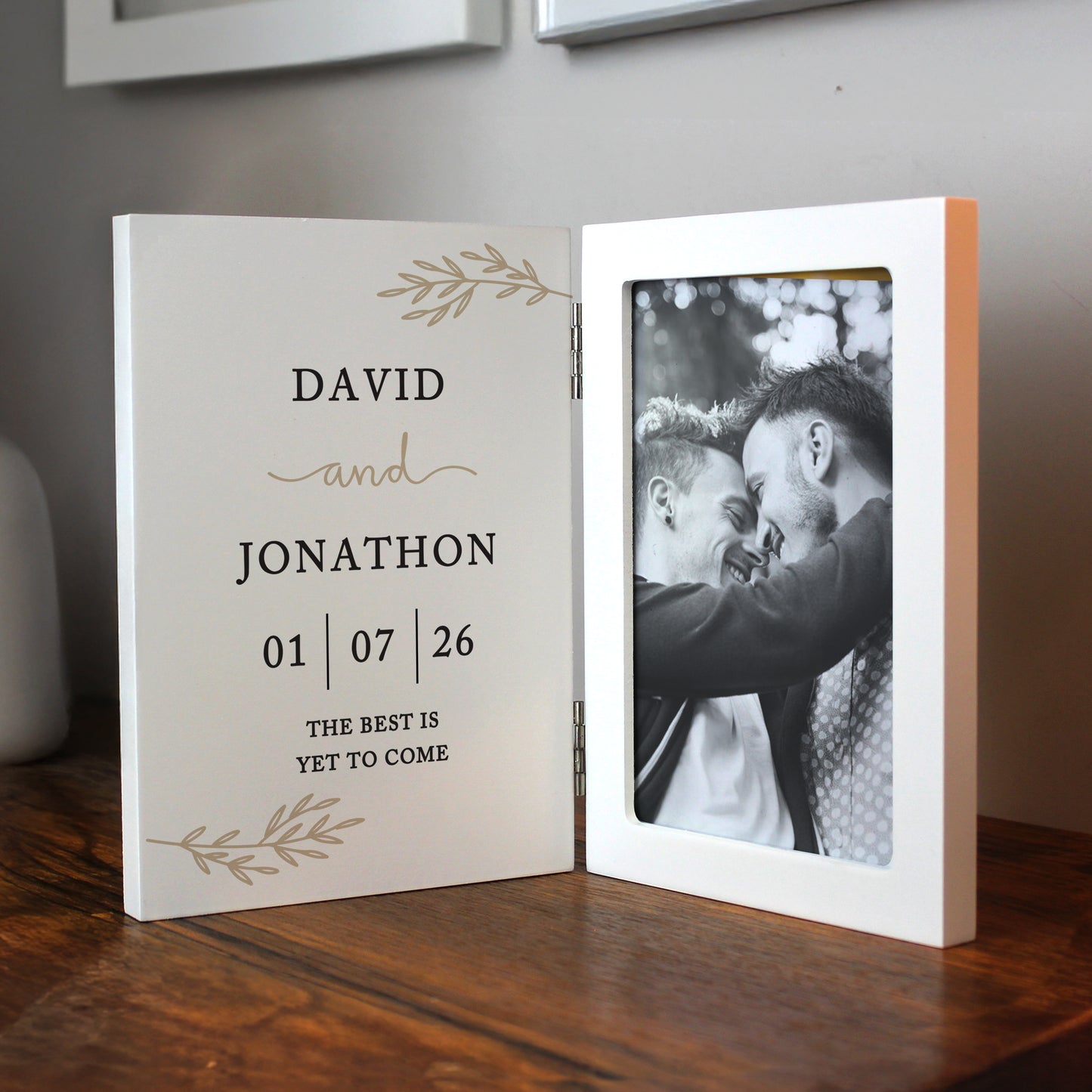 Personalised Anniversary Wooden Hinged 6x4 Photo Frame – Anniversary Gift - image 3