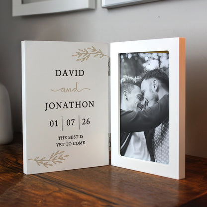 Personalised Anniversary Wooden Hinged 6x4 Photo Frame – Anniversary Gift - image 3