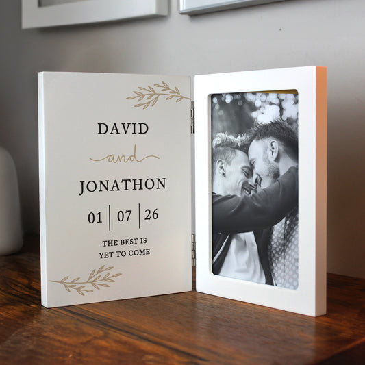 Personalised Anniversary Wooden Hinged 6x4 Photo Frame – Anniversary Gift - image 3