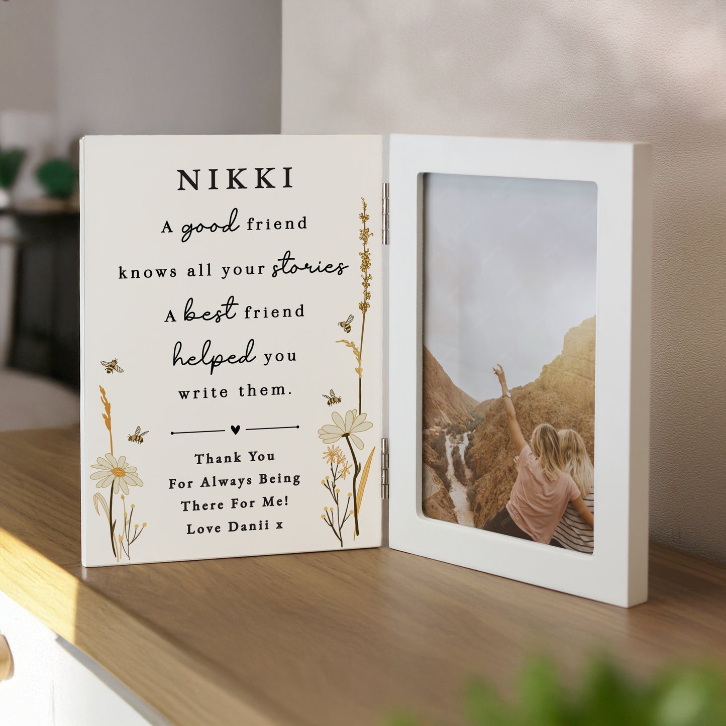 Personalised Friend Wooden Hinged 6x4 Photo Frame – Birthday Best Friend Gift