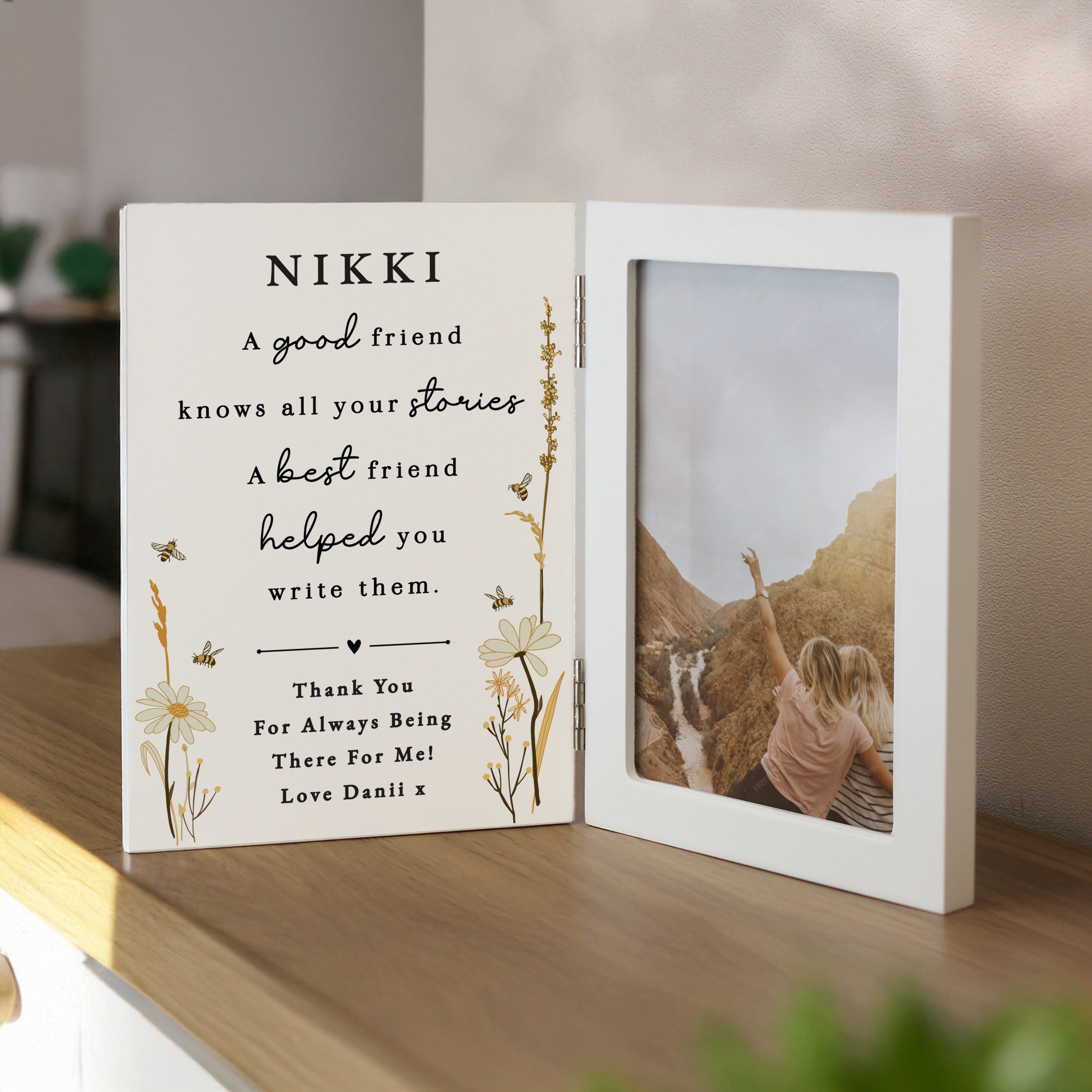 Personalised Friend Wooden Hinged 6x4 Photo Frame – Birthday Best Friend Gift