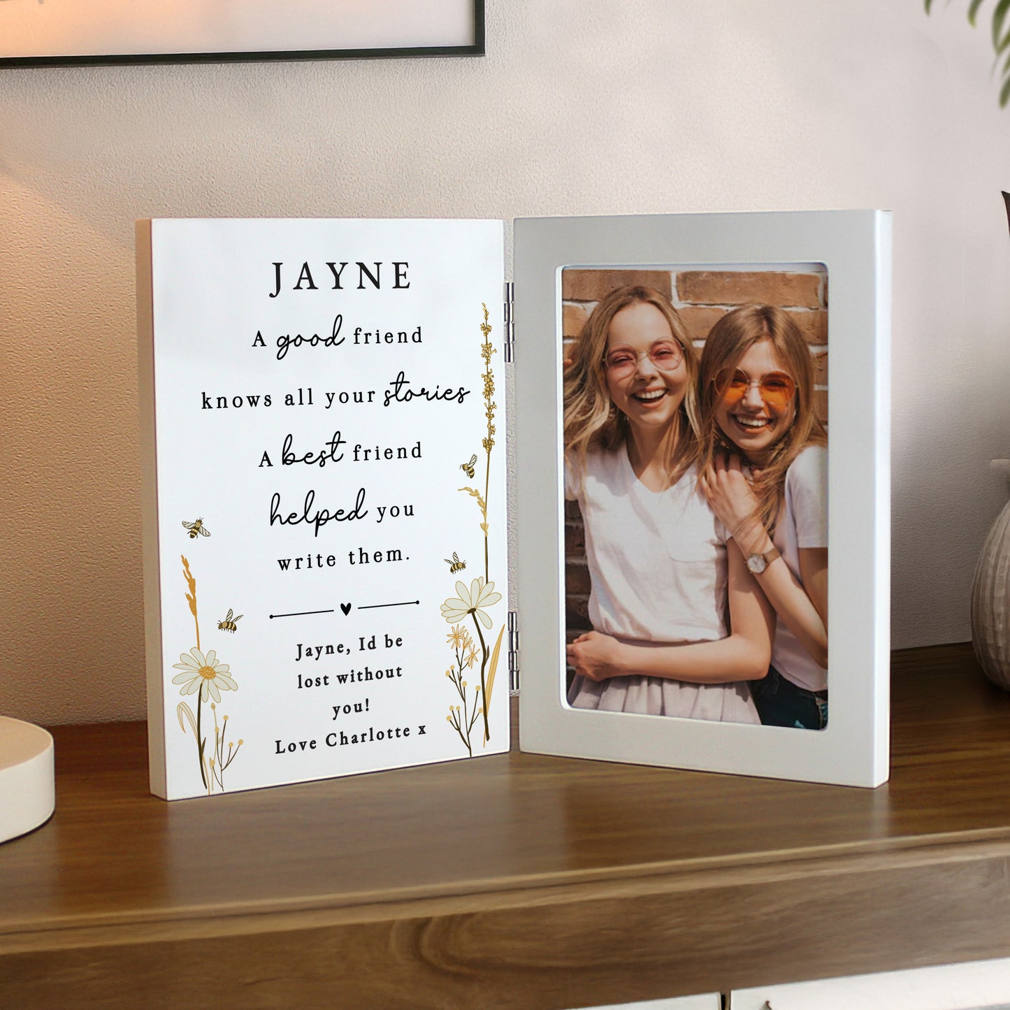 Personalised Friend Wooden Hinged 6x4 Photo Frame – Birthday Best Friend Gift - image 2