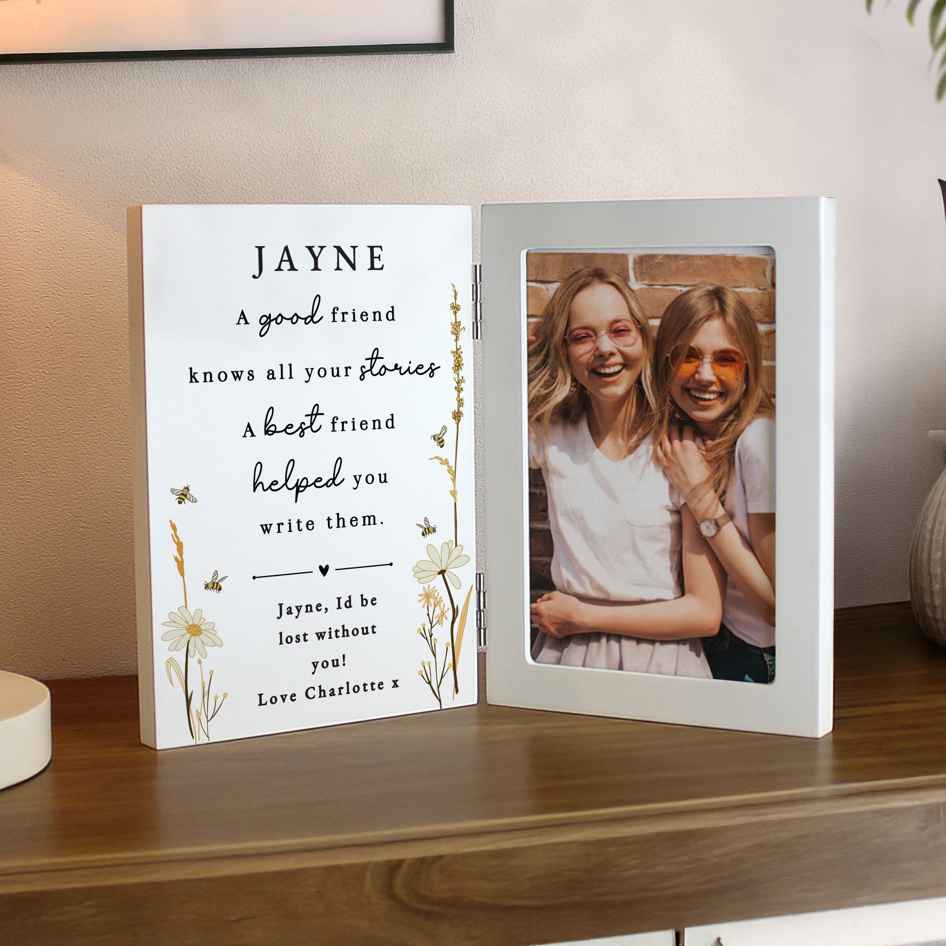 Personalised Friend Wooden Hinged 6x4 Photo Frame – Birthday Best Friend Gift - image 2