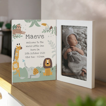 Personalised Animals Wooden Hinged 6x4 Photo Frame – Children's Birthday Gift