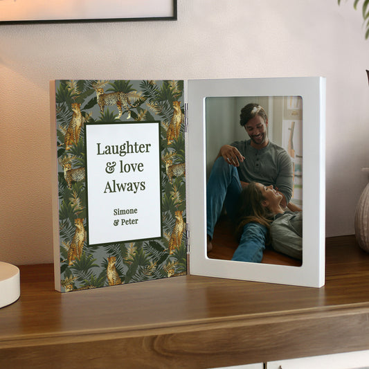 Personalised Leopard Print Wooden Hinged 6x4 Photo Frame – Bold Birthday Gift - image 2