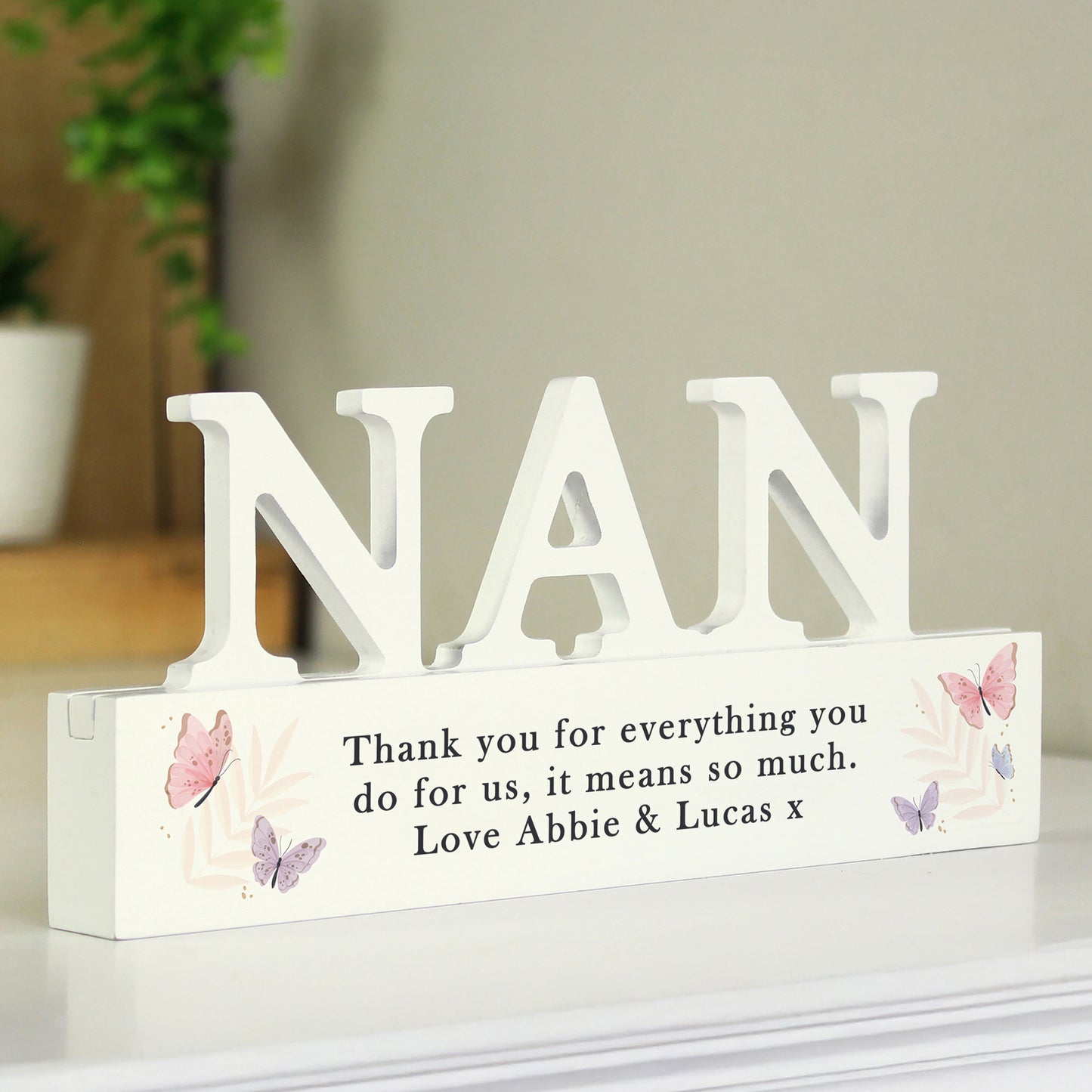Personalised Butterfly Nan Wooden Ornament – Birthday Mother's Day Gift for Nan