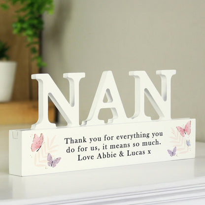 Personalised Butterfly Nan Wooden Ornament – Birthday Mother's Day Gift for Nan