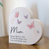 Personalised Butterfly Grey Heart Wooden Ornament – Birthday Gift for Her