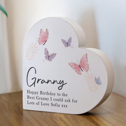 Personalised Butterfly Grey Heart Wooden Ornament – Birthday Gift for Her - image 3