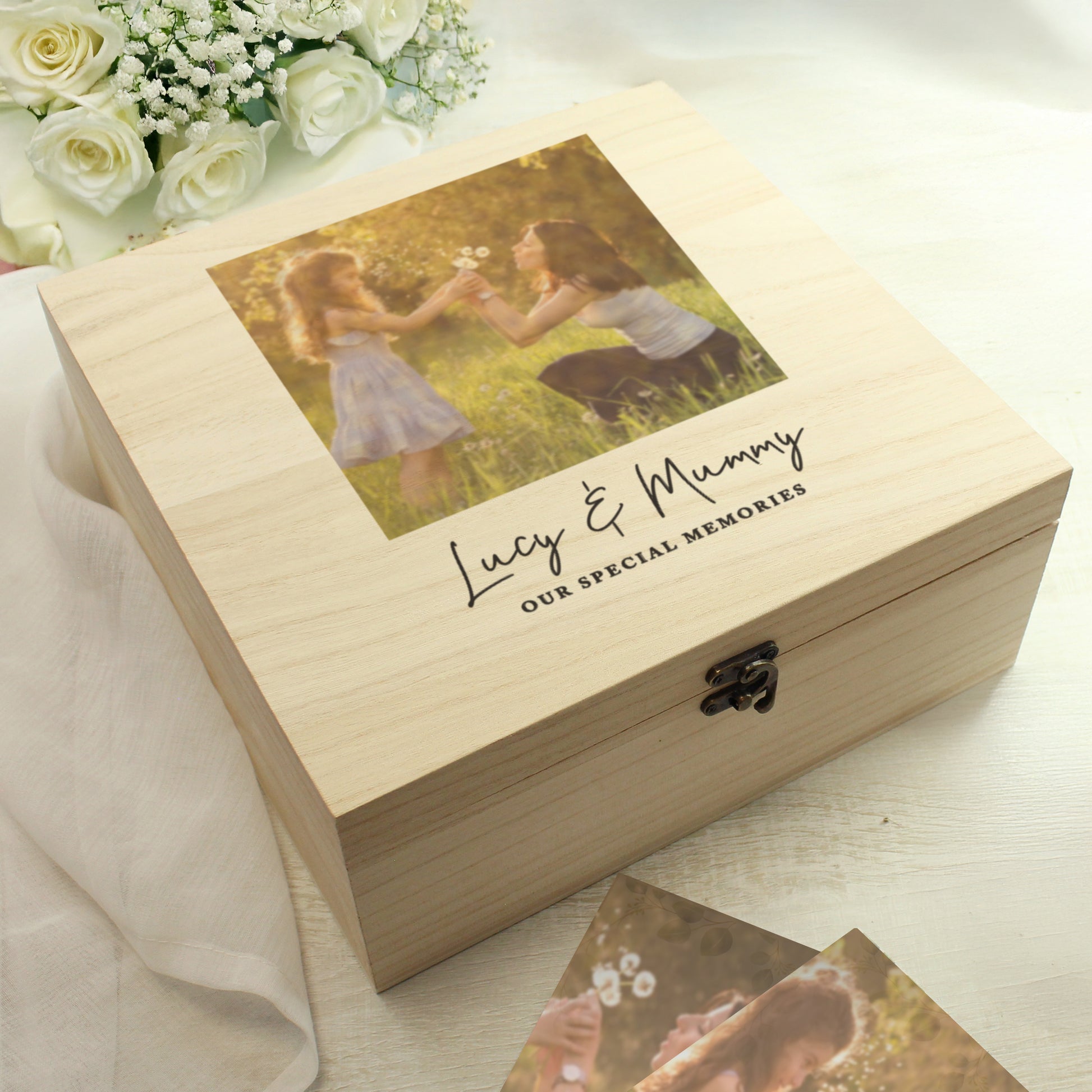 Personalised Photo Upload Wooden Keepsake Box – Birthday Anniversary Gift