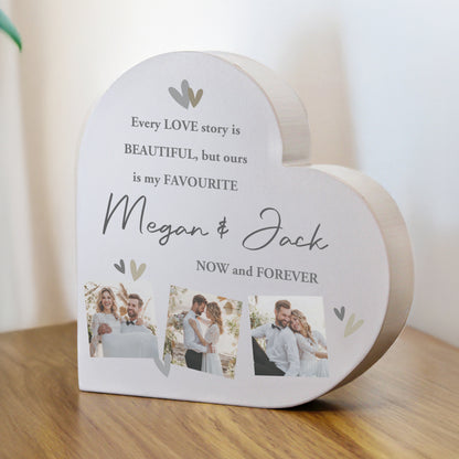Personalised Photo Upload Grey Heart Ornament – Birthday Valentine Gift