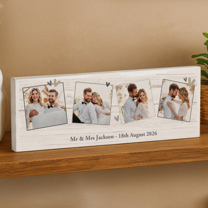 Personalised Photo Upload Hearts Mantel Block – Valentine's Day Anniversary Gift