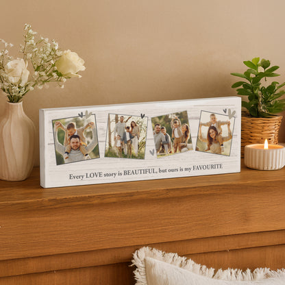Personalised Photo Upload Hearts Mantel Block – Valentine's Day Anniversary Gift - image 2