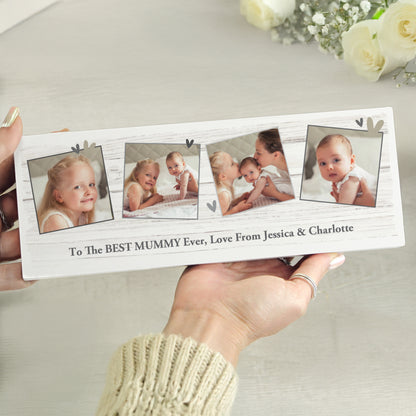 Personalised Photo Upload Hearts Mantel Block – Valentine's Day Anniversary Gift - image 3