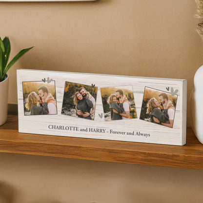 Personalised Photo Upload Hearts Mantel Block – Valentine's Day Anniversary Gift - image 4
