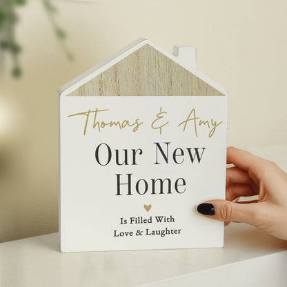 Personalised Black and Gold Free Text Wooden House Ornament – Housewarming Gift - image 2