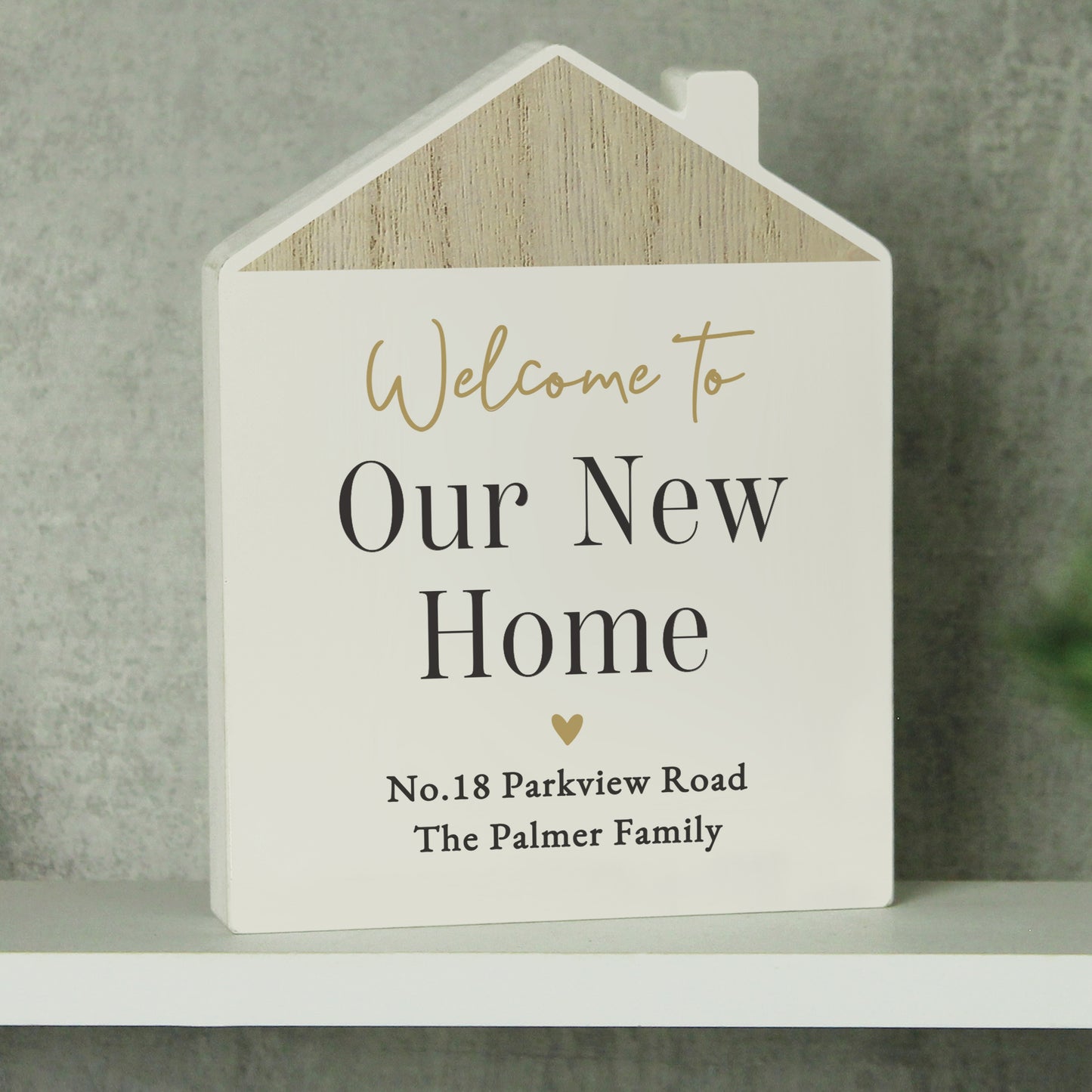 Personalised Black and Gold Free Text Wooden House Ornament – Housewarming Gift - image 3