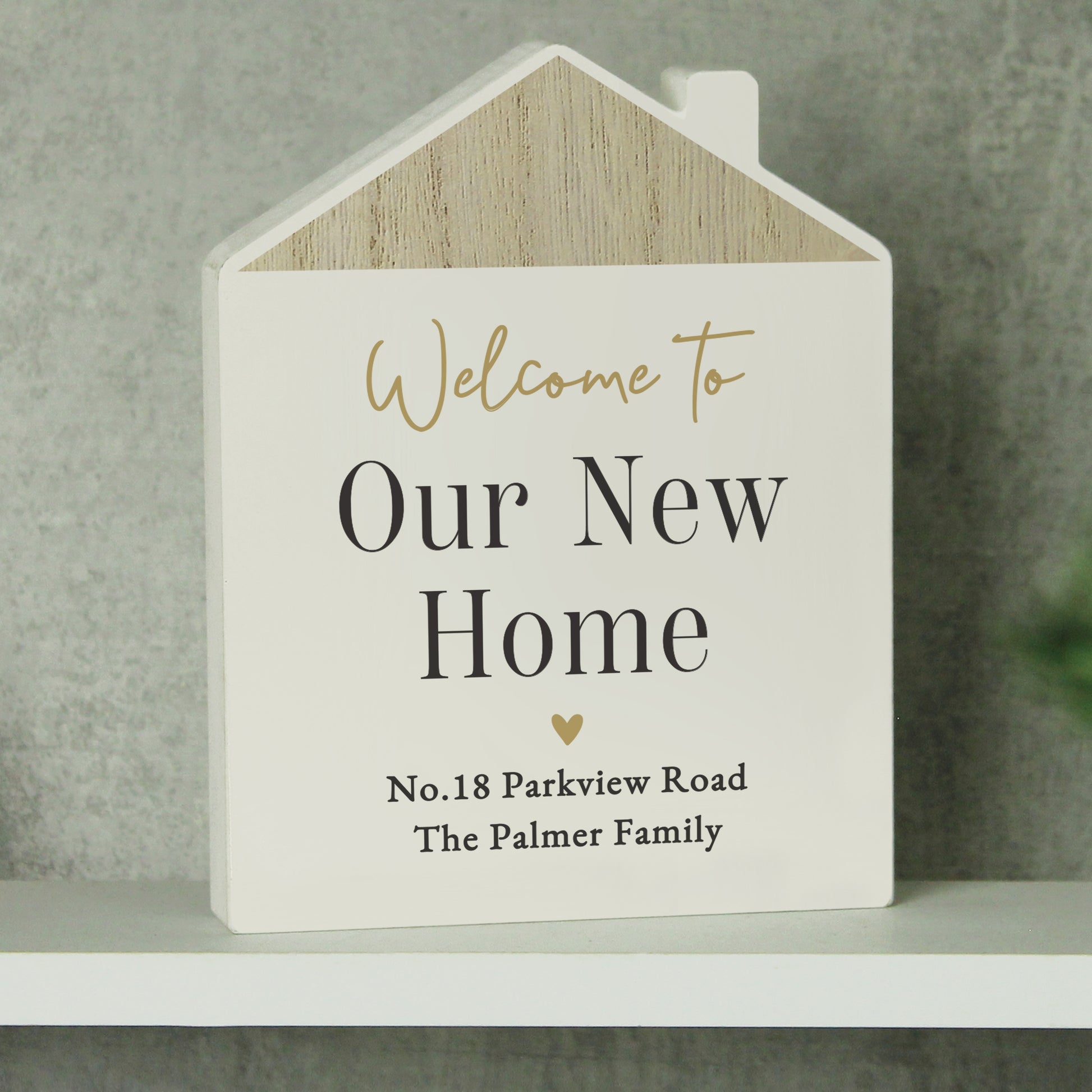 Personalised Black and Gold Free Text Wooden House Ornament – Housewarming Gift - image 3