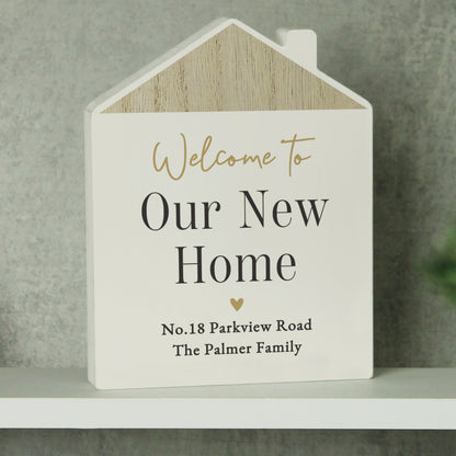 Personalised Black and Gold Free Text Wooden House Ornament – Housewarming Gift - image 3