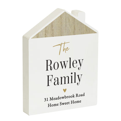 Personalised Black and Gold Free Text Wooden House Ornament – Housewarming Gift - image 4